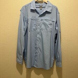 BAW‎ Men's Insect Shield Long Sleeve 2XL Light Blue UPF 50 Fishing NWOT